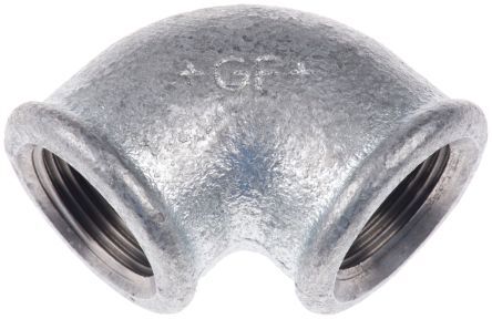 Georg Fischer Raccordo in ferro malleabile galvanizzato , connessione BSPP 3/4" femmina x BSPP 3/4" femmina, a Gomito, 770090205