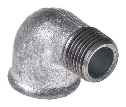 Georg Fischer Raccordo in ferro malleabile galvanizzato , connessione BSPT 1/2" maschio x BSPP 1/2" femmina, a Gomito, 770092204