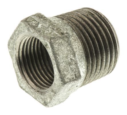 Georg Fischer Raccordo in ferro malleabile galvanizzato , connessione BSPT 1/2" maschio x BSPP 3/8" femmina, 770241220