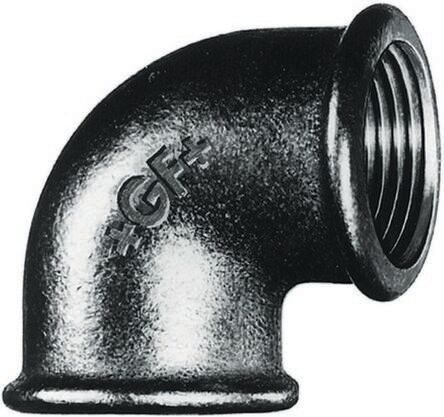 Georg Fischer Raccordo in ferro malleabile galvanizzato , connessione BSPP 1 1/4" femmina x BSPP 1 1/4" femmina, a Gomito, 770090207