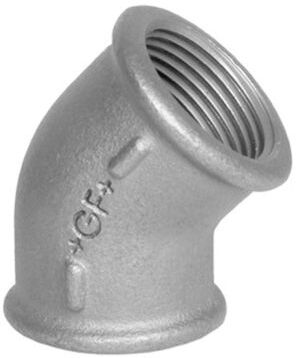 Georg Fischer Raccordo in ferro malleabile , connessione BSPP 3/4" femmina x BSPP 3/4" femmina, a Gomito di 45°, 770120205