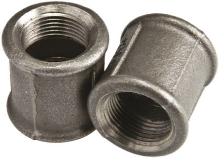 Georg Fischer Raccordo in ferro malleabile brunito , connessione BSPP 1/2" femmina x BSPP 1/2" femmina, 770270104