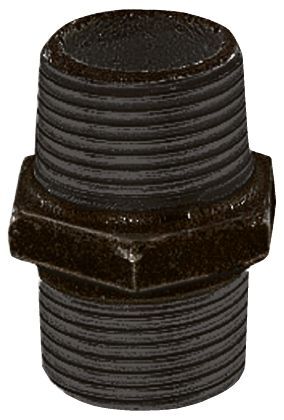 Georg Fischer Raccordo in ferro malleabile brunito , connessione BSPT 1/2" maschio x BSPT 1/2" maschio, nipplo esagonale, 770280104