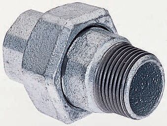 Georg Fischer Raccordo in ferro malleabile brunito , connessione BSPT 1/2" maschio x BSPP 1/2" femmina, a Sede conica, 770341104