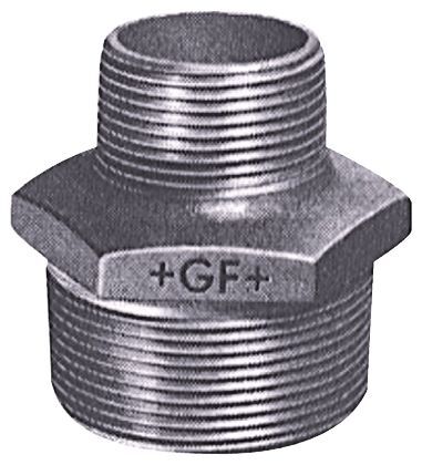 Georg Fischer Raccordo in ferro malleabile galvanizzato , connessione BSPT 2" maschio x BSPT 1 1/4" maschio, 770245232
