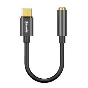 Baseus L54 USB-C til 3.5 mm Mini Jack Audio Adapter - 9 cm - Sort