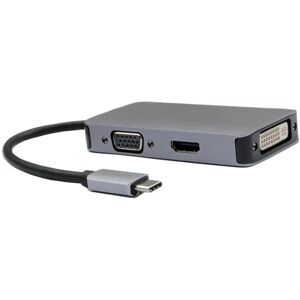 Prokord Travel Port Video Usb-c Han Dvi-d, Hdmi, Vga Hun Sølv