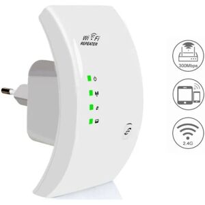 WiFi Repeater, Kraftig WiFi-forstærker, WiFi Extender N300, WiFi-signalforstærker, 1 Ethernet-port, Dækker op til 200㎡, Kompatibel med alle Internet Booster