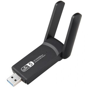 Trådløst USB netværkskort AC1200 - WiFi adapter med antenner Black