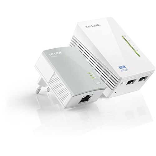 TP-Link TL-WPA4220-KIT AV500 WLAN Powerline adapterset (WLAN versterker (300 Mbit/s 2,4GHz, 500Mbit/s Powerline, 2x 10/100 MBit-LAN-poort, Wi-Fi Clone, Wi-Fi Move, MU-MIMO, set van 2) wit