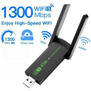 YJMP Free Driver 1300Mbps USB 3.0 Wifi Adapter WiFi 5 AC1300 Wi-Fi Dongle Receiver 2.4G 5G Dual Band Wireless Network Card RTL8812 Antenna For PC Laptop