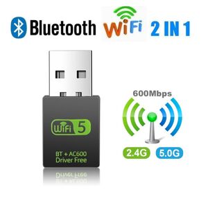 YJMP Electronic 600Mbps Wireless WiFi Adapter + USB Bluetooth Transmitter Receiver 2In1 Wi-Fi Dongle Adapter Lan USB Ethernet Driver-free Network Card For PC Laptop