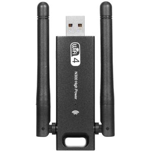 TOMTOP JMS Wireless-N 2.4G USB Adapter 300Mbps Transmitting Rate WiFi 4 USB Adapter with Dual Antennas Black