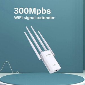 SHEIN comfast 300Mbps 4 Antenna Wireless Amplifier Wi-fi Extender WIFI Booster CF-WR304S Repeater RJ45 port AP relay router client White