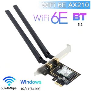 SHEIN Fenvi PCE-AXE3000 Wi-Fi 6E AX210 PCIe Network Card BT5.2 AX 3000Mbps 802.11ax Tri-band 2.4G/5G/6G PCI-E Wireless WiFi Network Adapter for Desktop Support Windows 10/11 64-bit Black