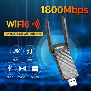 SHEIN 1pc 1800mbps Usb 3.0 Wifi Wireless Adapter Dual 3dbi Antenna Wireless Network Card Dual 2.4g And 5ghz Wifi 6 Wireless Receiver Black