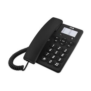 SPC Original - Festnetztelefon für den Tisch oder die Wand, große Tasten, 3 Direktspeicher, extra laute Klingellautstärke - Schwarz