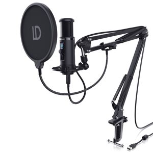LIAM&DAAN USB Podcast Mikrofon Set mit Mikrofonarm, Spinne & Popschutz Kondensatormikrofon