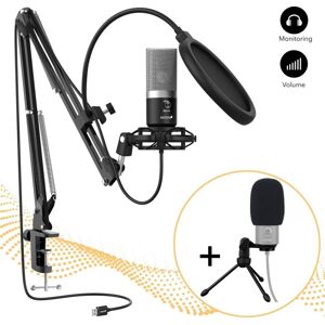 Fifine T669 USB Mikrofon kits med kondensatormikrofon, bordstativ popfilter shock mount lydkabel og stativ kompatibel med PS5