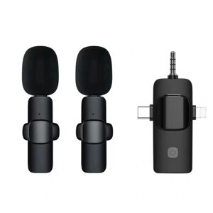 BLE Professionel 3 i 1 trådløs Lavalier-mikrofon 2 microphone