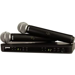 Shure BLX288/SM58 UHF Système de Microphone sans Fil – Parfait pour l'église, Le karaoké, Le Chant – 14 Heures d'autonomie, portée de 100 m   Contient (2) micros vocaux Portables SM58, récepteur - Publicité