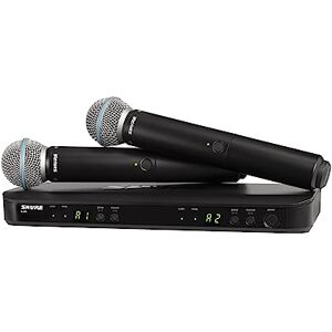 Shure BLX288/B58 Système de Microphone sans Fil UHF – Parfait pour l'église, Le karaoké – Autonomie de la Batterie de 14 Heures, portée de 100 m   Comprend (2) micros vocaux Portables Beta 58A, - Publicité