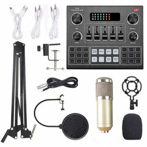 TOMTOP JMS Multifunctional Live V9 Sound Card and BM800 Suspension Microphone Kit Broadcasting Recording