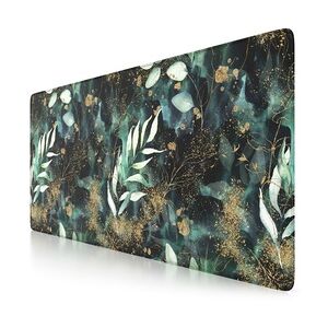 CSL Gaming Mauspad, XXL, 900 x 400 x 3 mm, Schreibtischunterlage, extralarge, waschbar, Gold Floral