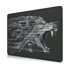 Titanwolf Gaming Mauspad XL, 440 x 350mm Mousepad mit Stoffoberfläche, Gummierte Rückseite, Wolfsmotiv