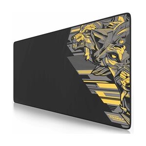 Titanwolf Gaming Mauspad XXL, glattes Stoffgewebe, Speed Mousepad 900 x 400mm große Fläche, Vector Gelb