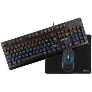 NÖRDIC KIT3 RGB Gamingkit 3-i-1, Mekanisk RGB tastaturomskifter Xinda Blå, RGB mus, musemåtte