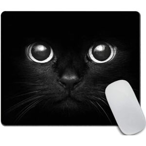 Black Cat Gaming Mouse Pad Custom, Black Cat med White Eye Looki