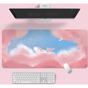 OTFF Overdimensioneret musmatta med tegnet natur Laptop Locked Edge Soft Pad Val med rosa moln 900*400*2mm