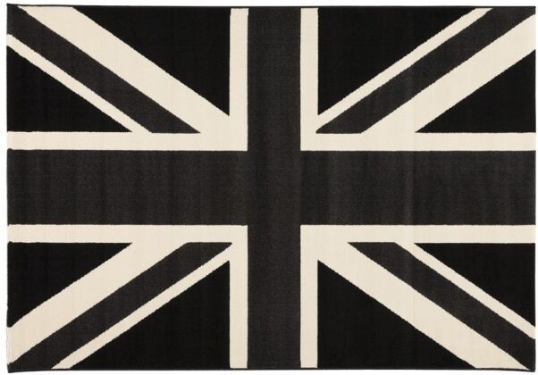 gdegdesign Tapis design rectangulaire Union Jack anglais noir et blanc - Poole