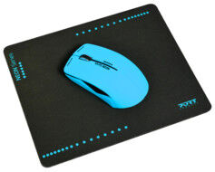 PORT Connect Souris optique sans fil Neon avec tapis - Bleu