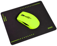 PORT Connect Souris optique sans fil Neon avec tapis - Jaune fluo