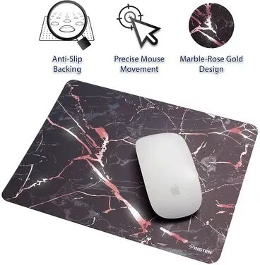 Insten Marble Laptop Computer Mouse Pad Mat High Quality Ultra Thin Reflective Non Slip - Black/Rose Gold, Grey