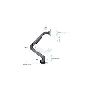 Multibrackets M VESA Gas Lift Arm Single HD - Monteringssæt (drejelig arm, klemme til montering på skrivebord) - for fladt panel - aluminium - sort - skærmstørrelse: 15-32