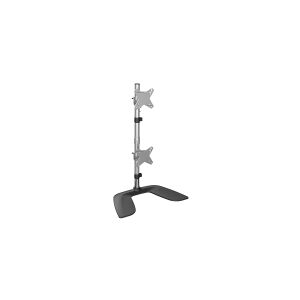 StarTech.com Vertical Dual Monitor Stand, Ergonomic Desktop Stacked Two Monitor Stand up to 27 inch VESA Mount Displays, Free Standing Universal Monitor Mount, Height Adjustable, Silver - Double Monitor Holder (ARMDUOVS) - Stativ - for 2 skærme - plastik,