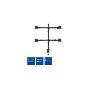 ACT Quad monitor arm tiil 4 skærme (2 x 2). Op til 32 / 8 kg. pr. skærm - VESA 75 + 100