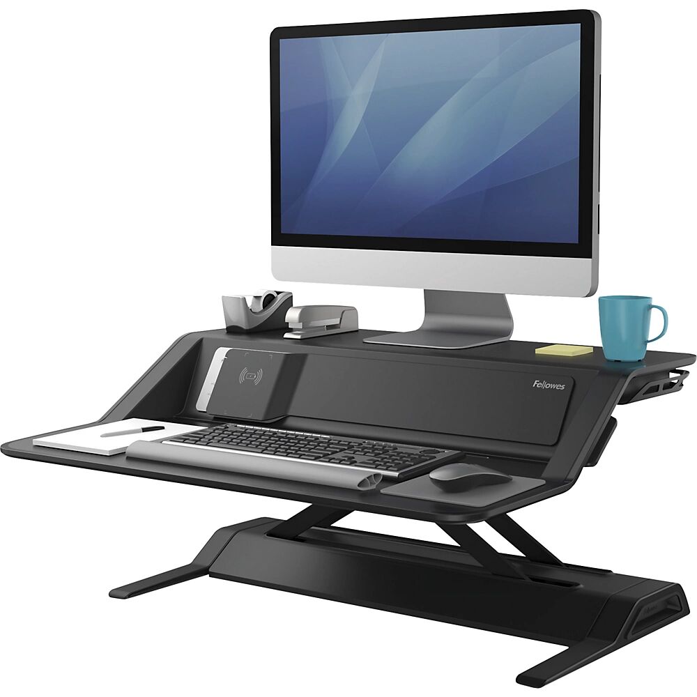 Fellowes Estación para trabajar sentado y de pie Lotus™ DX, H x A x P 140 x 832 x 616 mm, negro