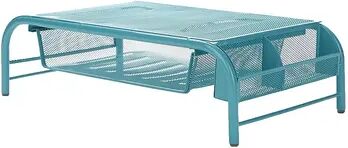 Mind Reader Monitor Stand With Drawer, Turquoise/Blue, ORGANIZER