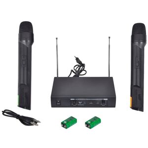 vidaXL modtager med 2 trådløse mikrofoner VHF