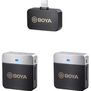 Micrófono Doble Inalámbrico Boya M1V6 para dispositivos IOS