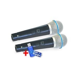 Lot de 2 Microphones de karaoké dynamique Mr Entertainer avec fil 600 Ohm+Clé USB 32G