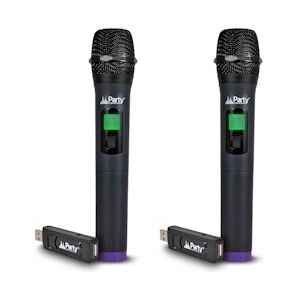 Lot de 2 Systèmes de microphones à mains sans fils avec écrans digitals UHF via USB