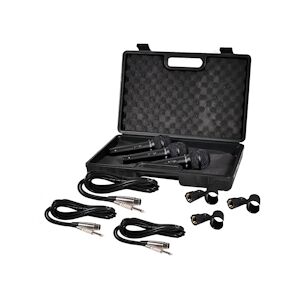 SOUNDLAB G148KA Kit de microphone vocal professionnel filaire dynamique Soundlab avec 3 microphones et étui de transport