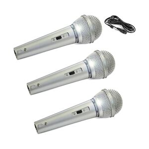 3 Microphones Chant KARAOKE Conférence, Musique Dynamique Unidirectionnel SIlver/ Câble XLR-XLR 3m