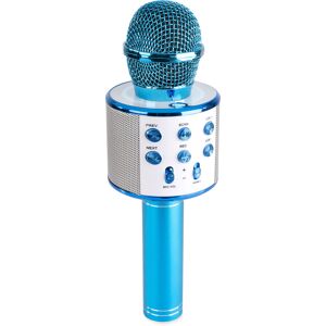 Max KM01 Micro karaoké avec haut-parleurs intégrés BT/MP3 Bleu - Microphones vocaux