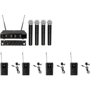 OMNITRONIC Set UHF-E4 Wireless Mic System + 4x BP + 4x Lavalier Microphone - Systemes d?emetteurs portatifs